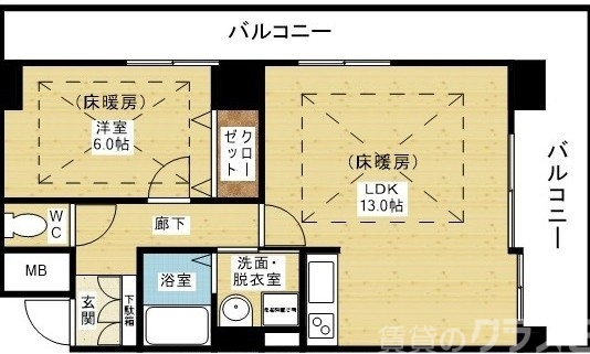 【大阪市淀川区宮原のマンションの間取り】