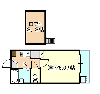 岡山市北区大安寺中町のアパートの間取り