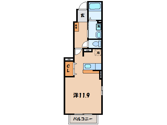 西尾市一色町味浜のアパートの間取り