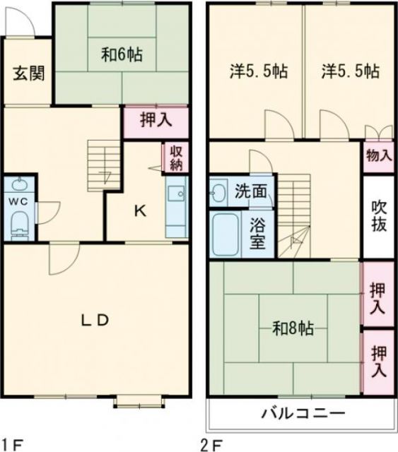 生駒市小明町のアパートの間取り