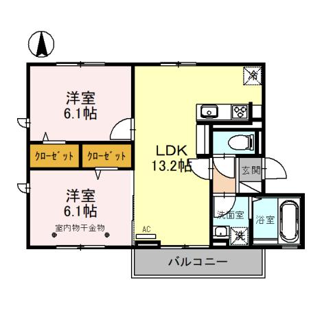 川口市大字里のアパートの間取り