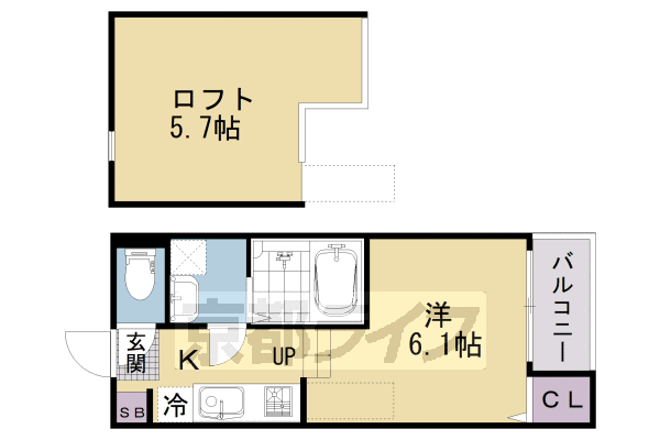 京都市伏見区淀新町のアパートの間取り