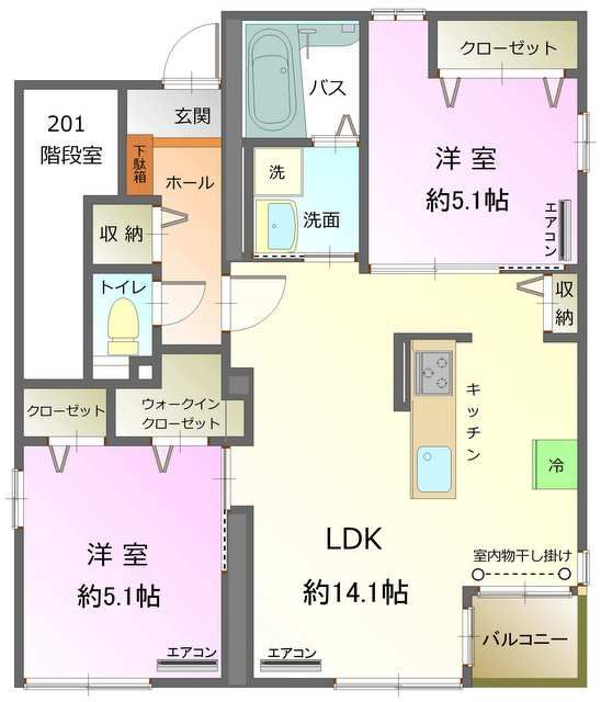 八王子市大和田町のアパートの間取り