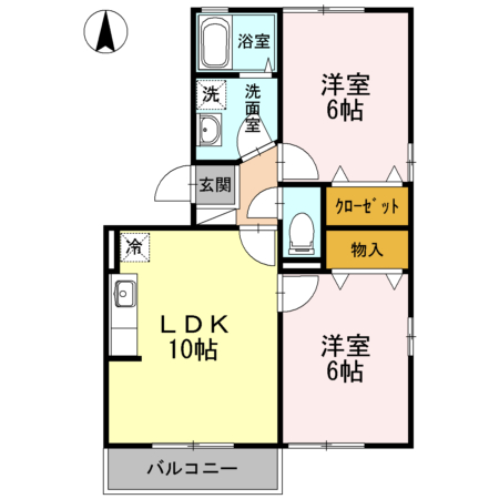 津山市小原のアパートの間取り