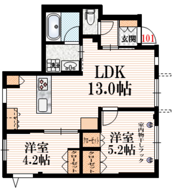 新宿区市谷山伏町のマンションの間取り