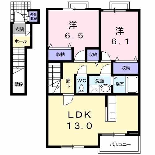 京丹後市大宮町口大野のアパートの間取り