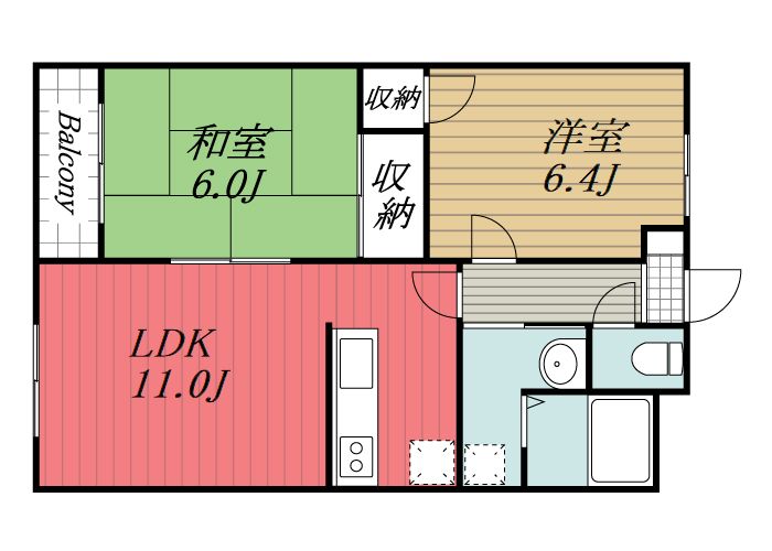 千葉市若葉区東寺山町のマンションの間取り