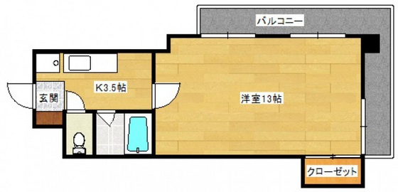 広島市西区大芝のマンションの間取り