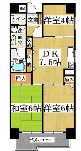 大阪市浪速区敷津西のマンションの間取り