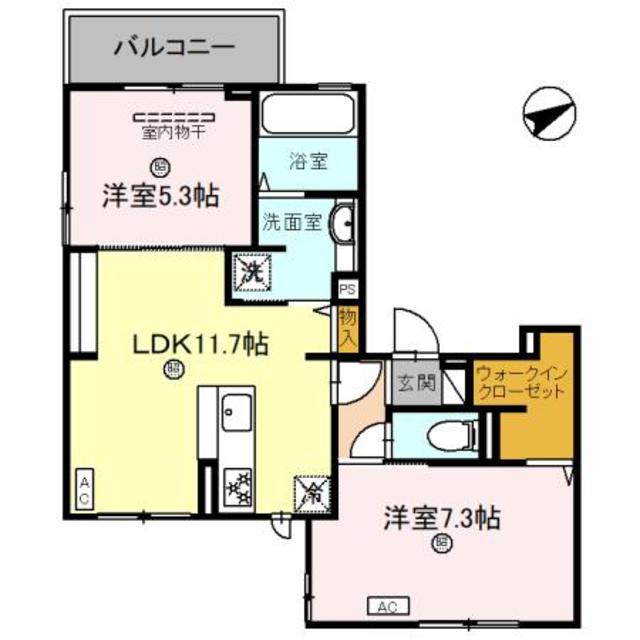 四條畷市岡山東のアパートの間取り