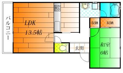 藤井寺市古室のアパートの間取り