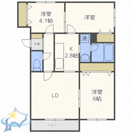 札幌市中央区南二十九条西のマンションの間取り