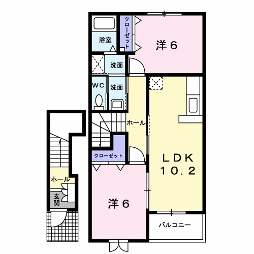 瀬戸内市邑久町山田庄のアパートの間取り