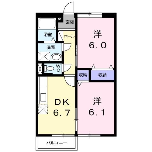 菊池郡大津町大字室のアパートの間取り