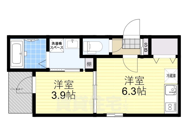 京都市伏見区納所南城堀のアパートの間取り