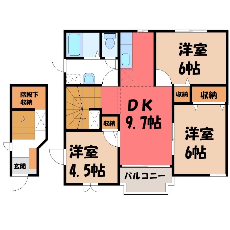 佐波郡玉村町大字上新田のアパートの間取り