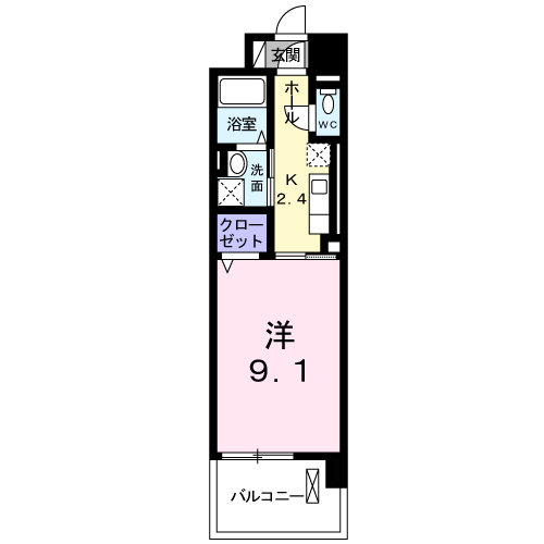 岡山市北区中央町のマンションの間取り