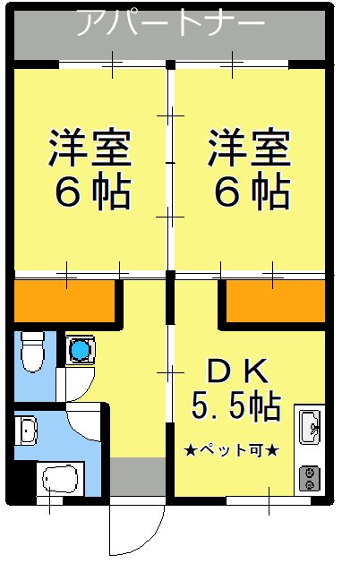 鹿児島市南新町のアパートの間取り