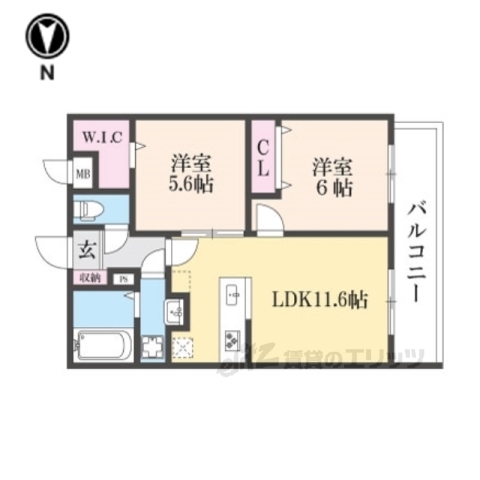 京都市伏見区深草極楽町のマンションの間取り