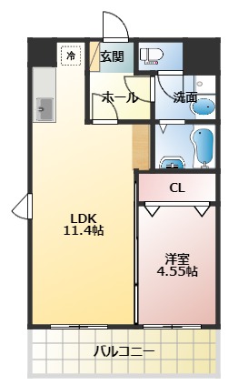 熊本市中央区新屋敷のマンションの間取り