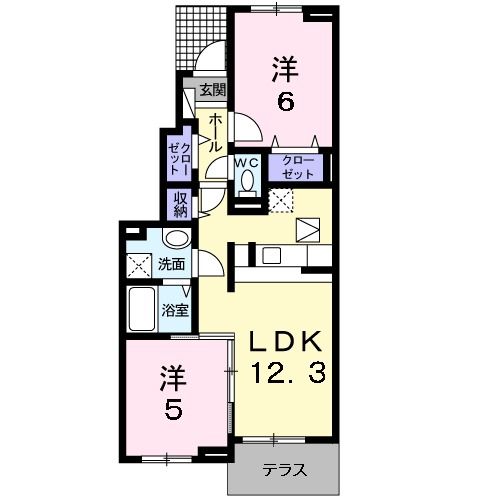 泉南市信達牧野のアパートの間取り