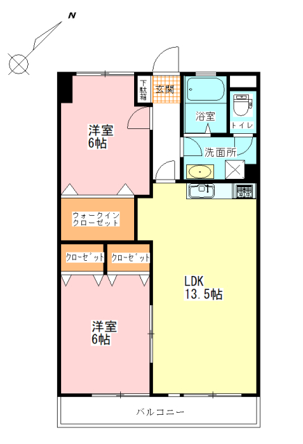 板野郡松茂町中喜来のマンションの間取り