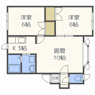 ＪＲ函館本線 稲穂駅 徒歩6分 2階建 築32年の間取り写真