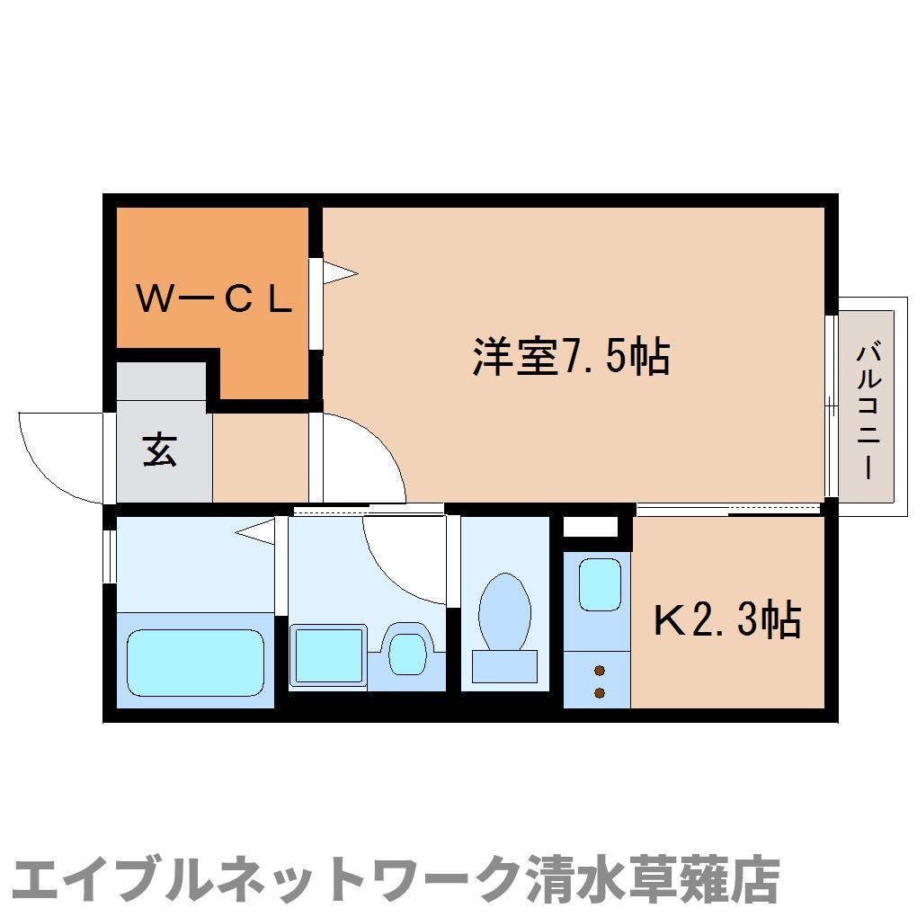 静岡県静岡市清水区草薙１（アパート）の賃貸物件の間取り