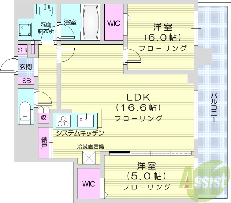 札幌市北区北八条西のマンションの間取り