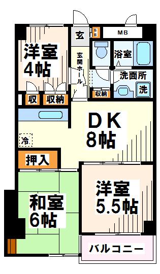 府中市府中町のマンションの間取り