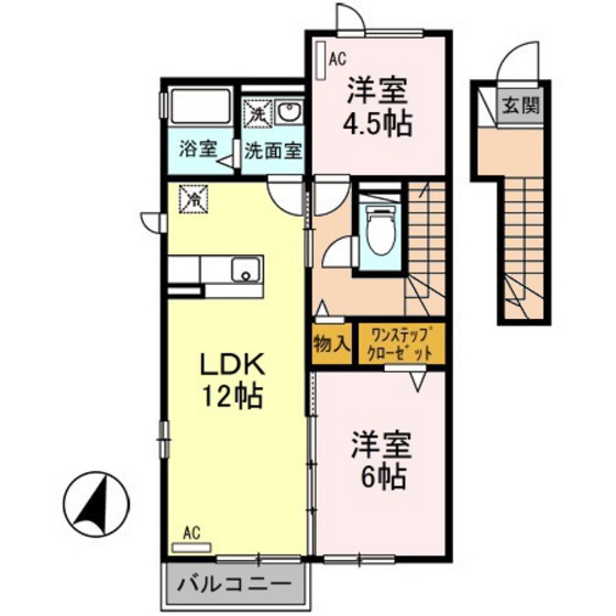 郡山市安積町笹川のアパートの間取り