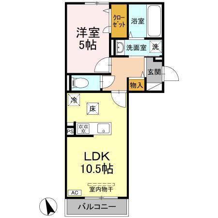 東広島市西条町寺家のアパートの間取り