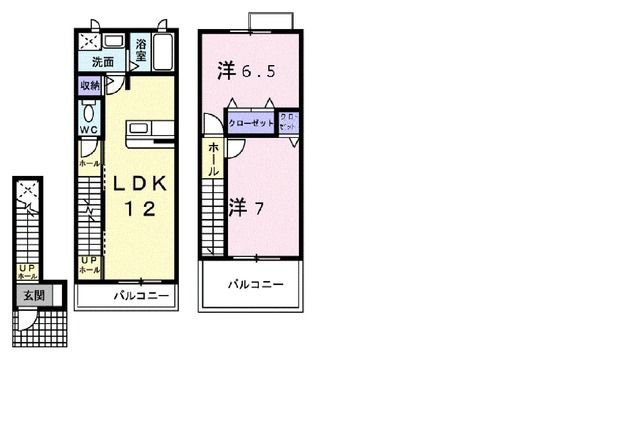 【生駒市西白庭台のアパートの間取り】