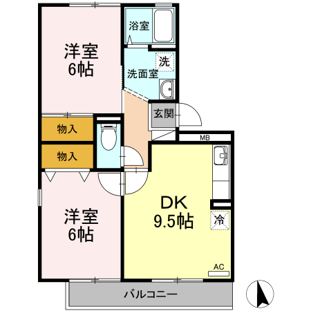 セジュール豊丘 Dの間取り