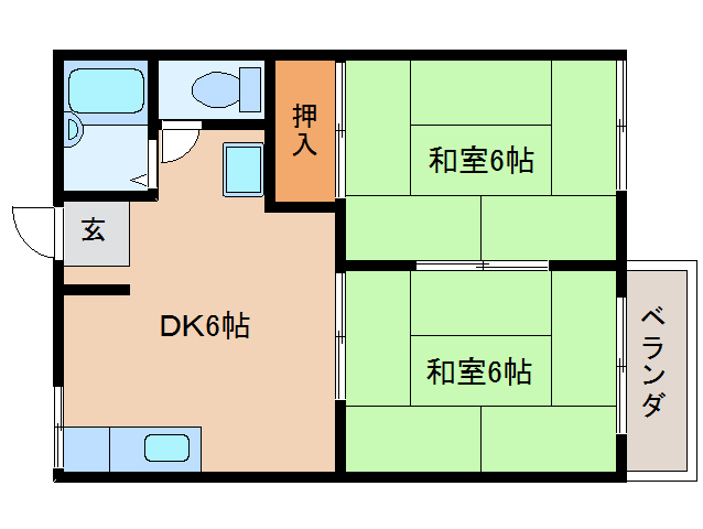 橿原市小綱町のアパートの間取り