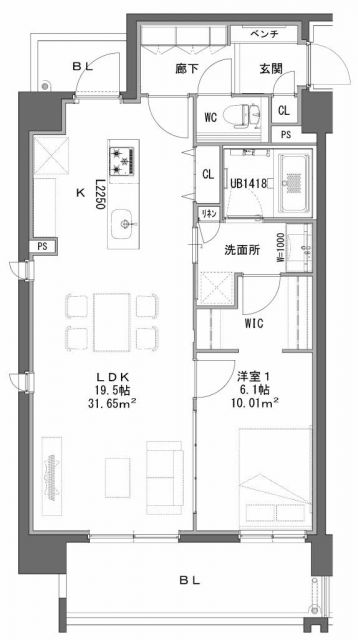 福岡市城南区別府のマンションの間取り