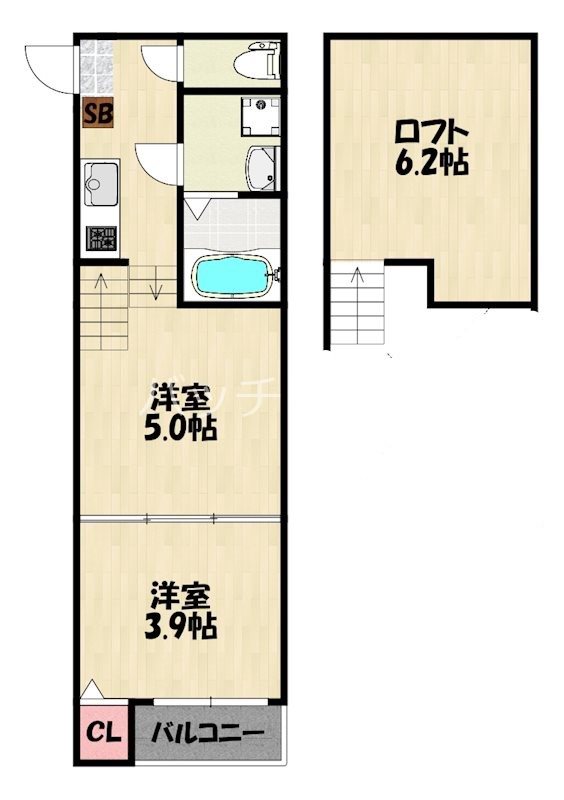 福岡市東区松香台のアパートの間取り