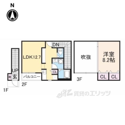 寝屋川市中神田町のアパートの間取り