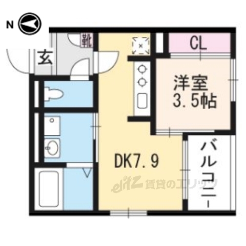 京都市山科区四ノ宮鎌手町のアパートの間取り