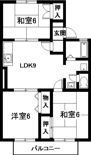 豊明市新田町のアパートの間取り