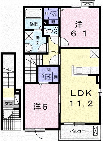 たつの市誉田町福田のアパートの間取り