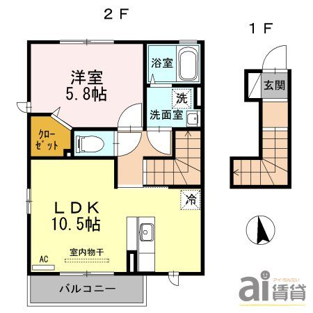 東大和市芋窪のアパートの間取り