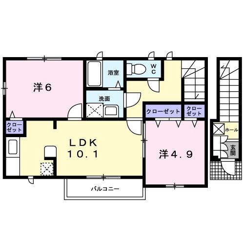 八代市高下西町のアパートの間取り