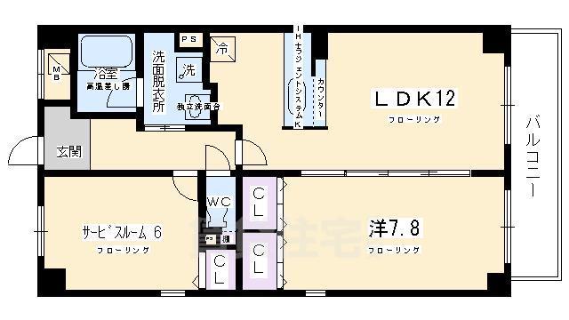 京都市上京区大猪熊町のマンションの間取り