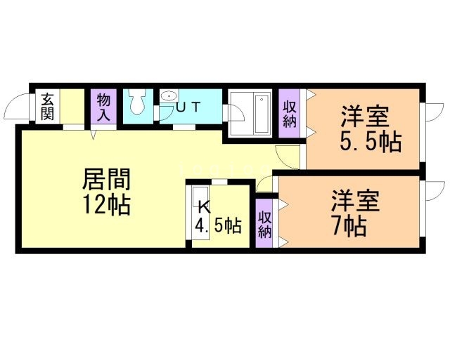 旭川市東五条のアパートの間取り