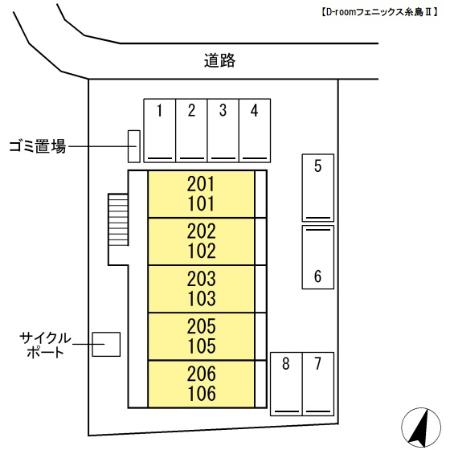 【糸島市前原南のアパートの駐車場】