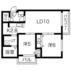 【札幌市中央区南十二条西のマンションの間取り】