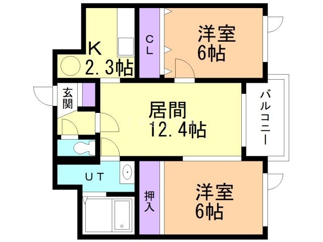 札幌市西区西町北のマンションの間取り