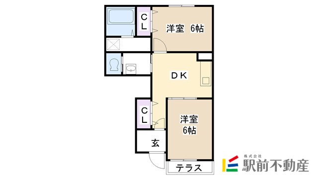 大川市大字荻島のアパートの間取り