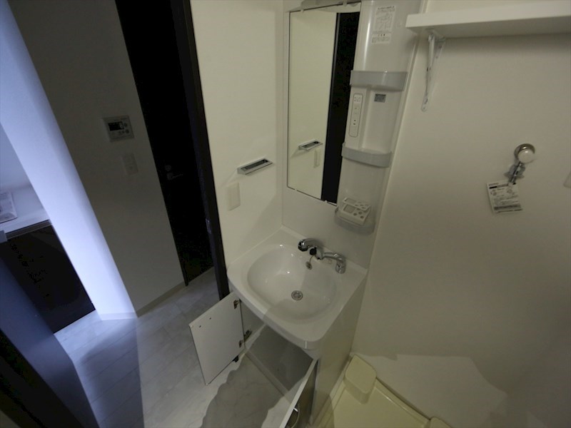 洗面設備　脱衣所　独立洗面台（シャンプードレッサー付）収納スペース有